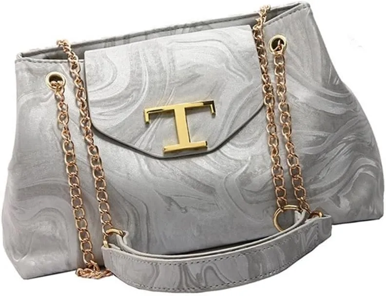 Women Fashionable Large Capacity Crossbody Bag with Adjustable Chain Strap Metal Decors PU Leather Shoulder Bag Purse