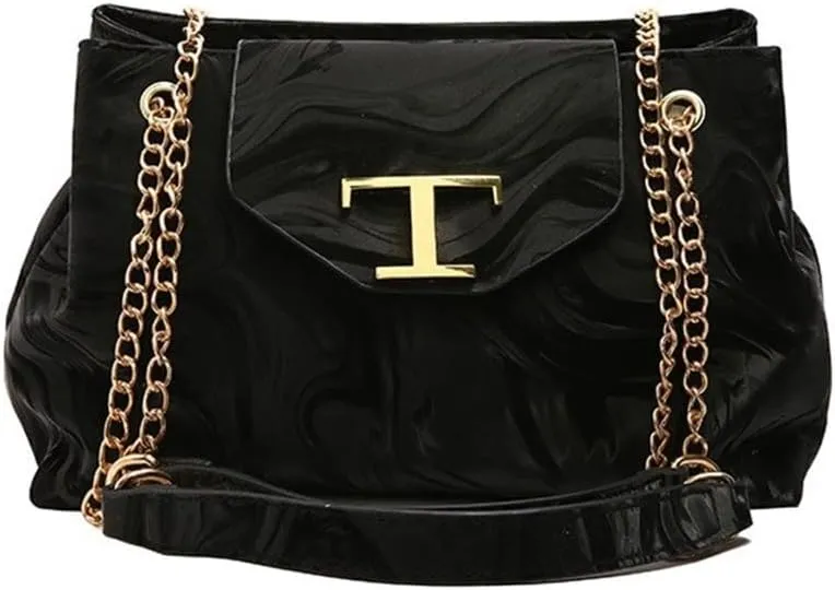 Women Fashionable Large Capacity Crossbody Bag with Adjustable Chain Strap Metal Decors PU Leather Shoulder Bag Purse