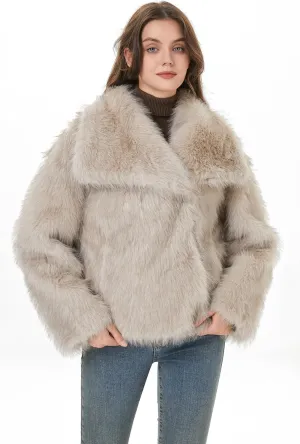 Women Faux Fur Coat Fluffy Jacket Fall Winter Spring Shaggy Shawl Oversized Outerwear