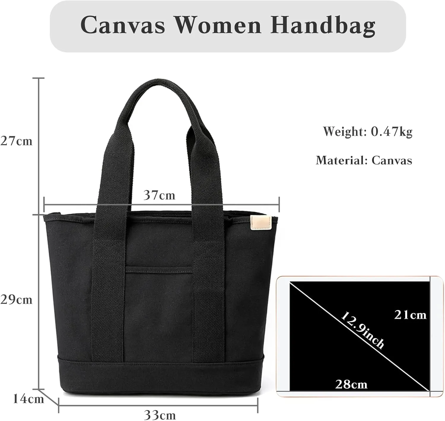 Women Handbag Canvas Tote Bag Lightweight Shoulder Bag