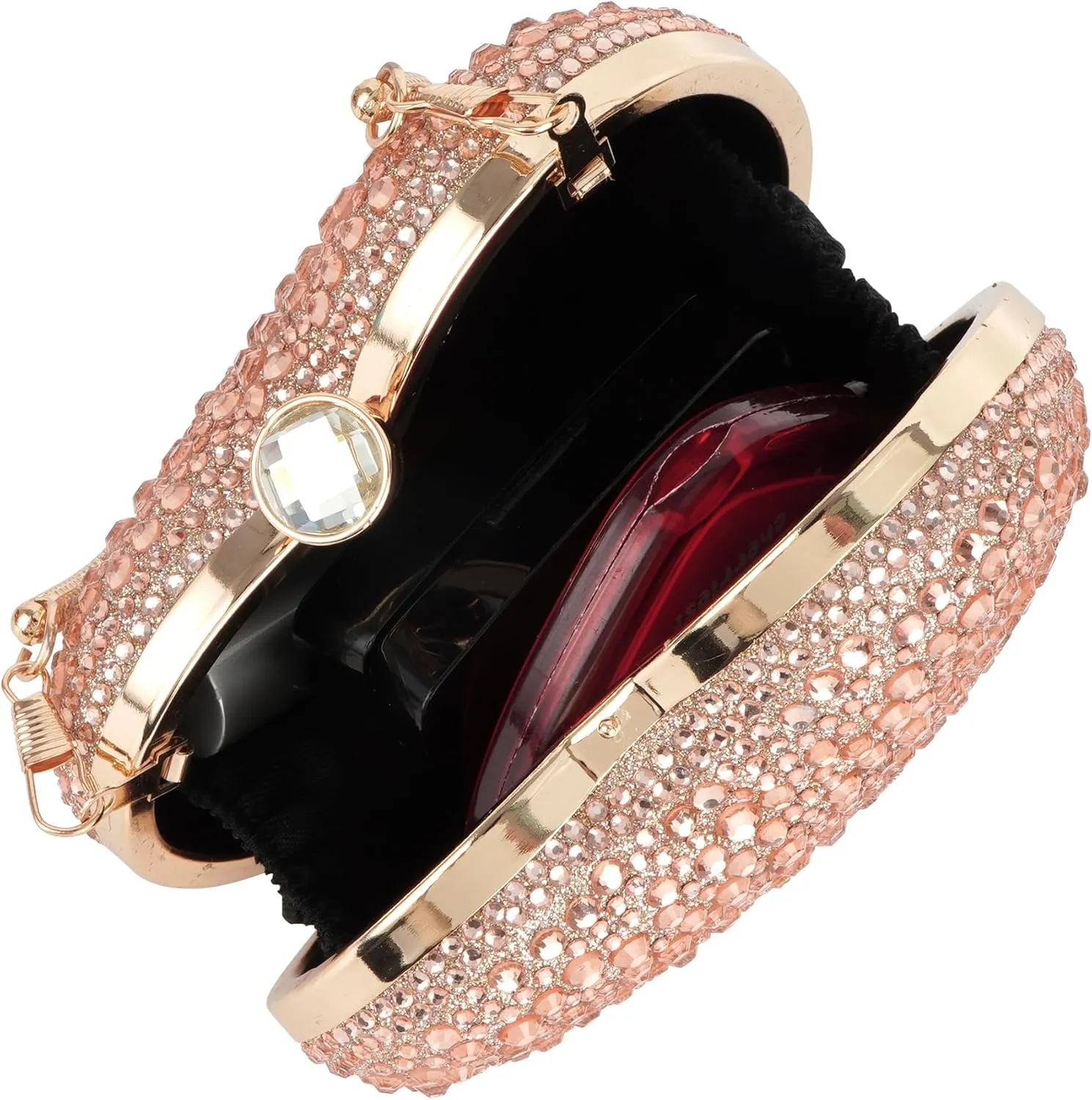 Women Heart Shape Evening Bag Bling Rhinestone Wedding Party Purse Cocktail Prom Crossbody Shoulder Handbag