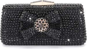 Women Italian Shoes and Bags Set Shiny Rhinestones Bow Slip On Fish Mouth High Heel Slippers Large Capacity Lightweight Clutch for Evening Party