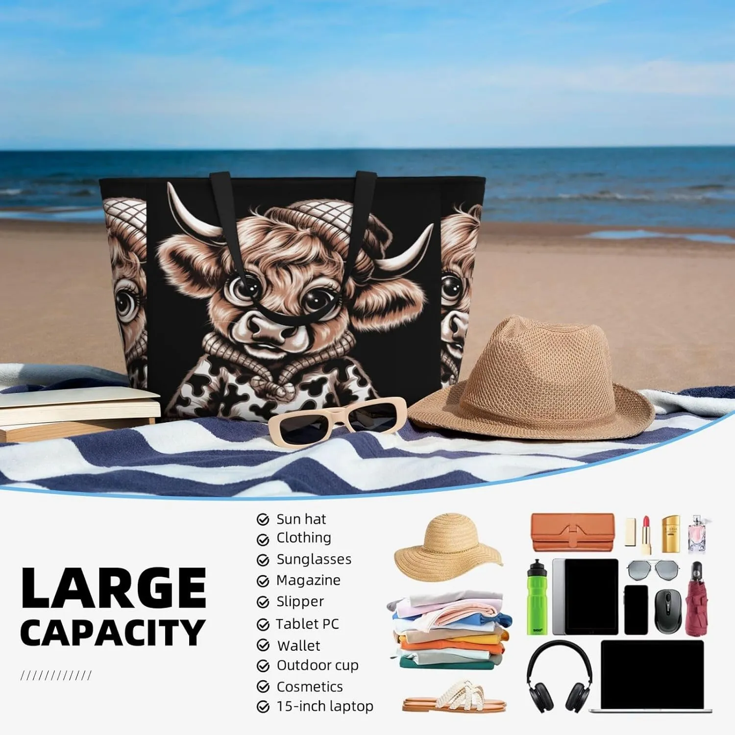 Women Large Beach Bag Travel Weekender Foldable Tote Bag for Pool Beach Vacation Gym