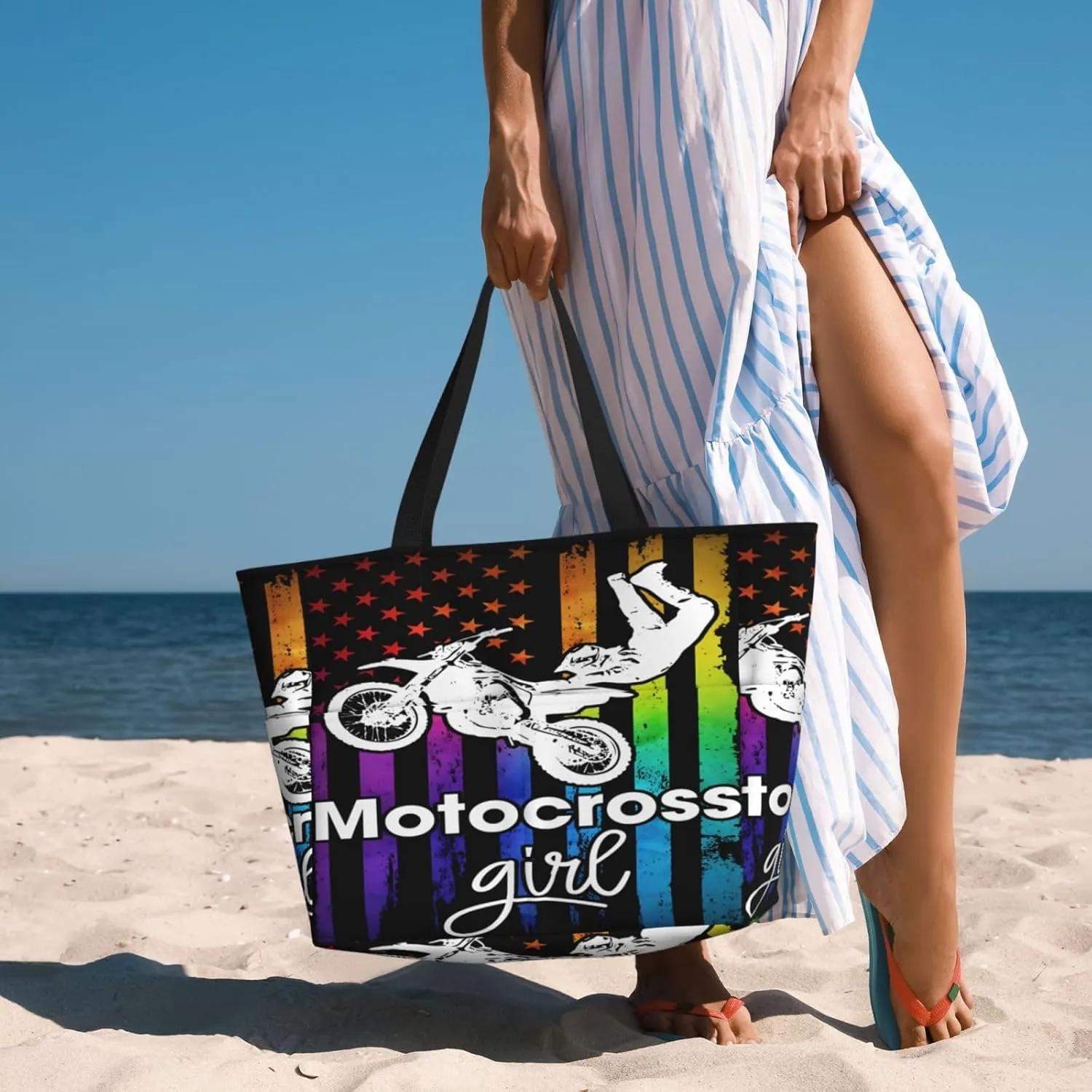 Women Large Beach Bag Travel Weekender Foldable Tote Bag for Pool Beach Vacation Gym