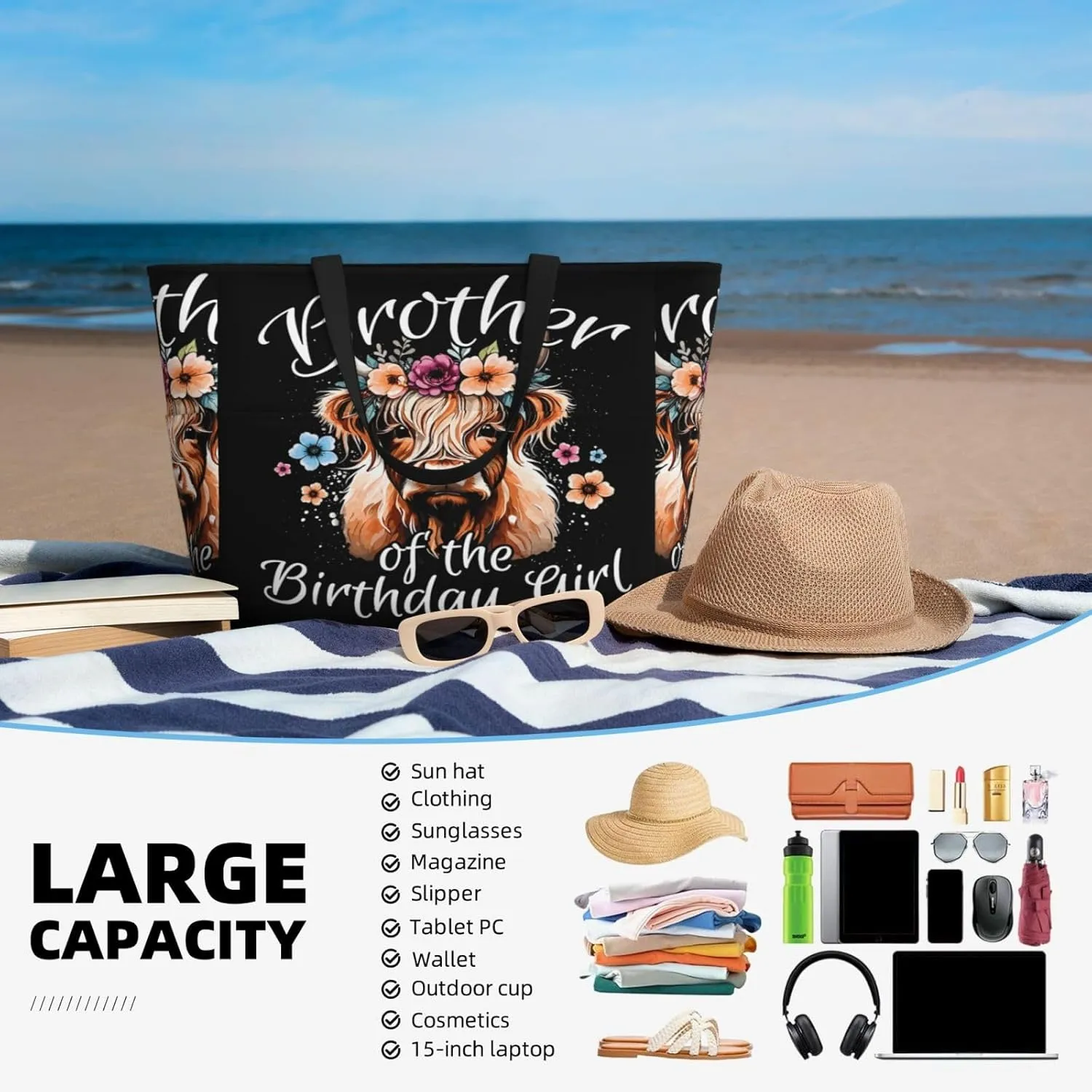 Women Large Beach Bag Travel Weekender Foldable Tote Bag for Pool Beach Vacation Gym