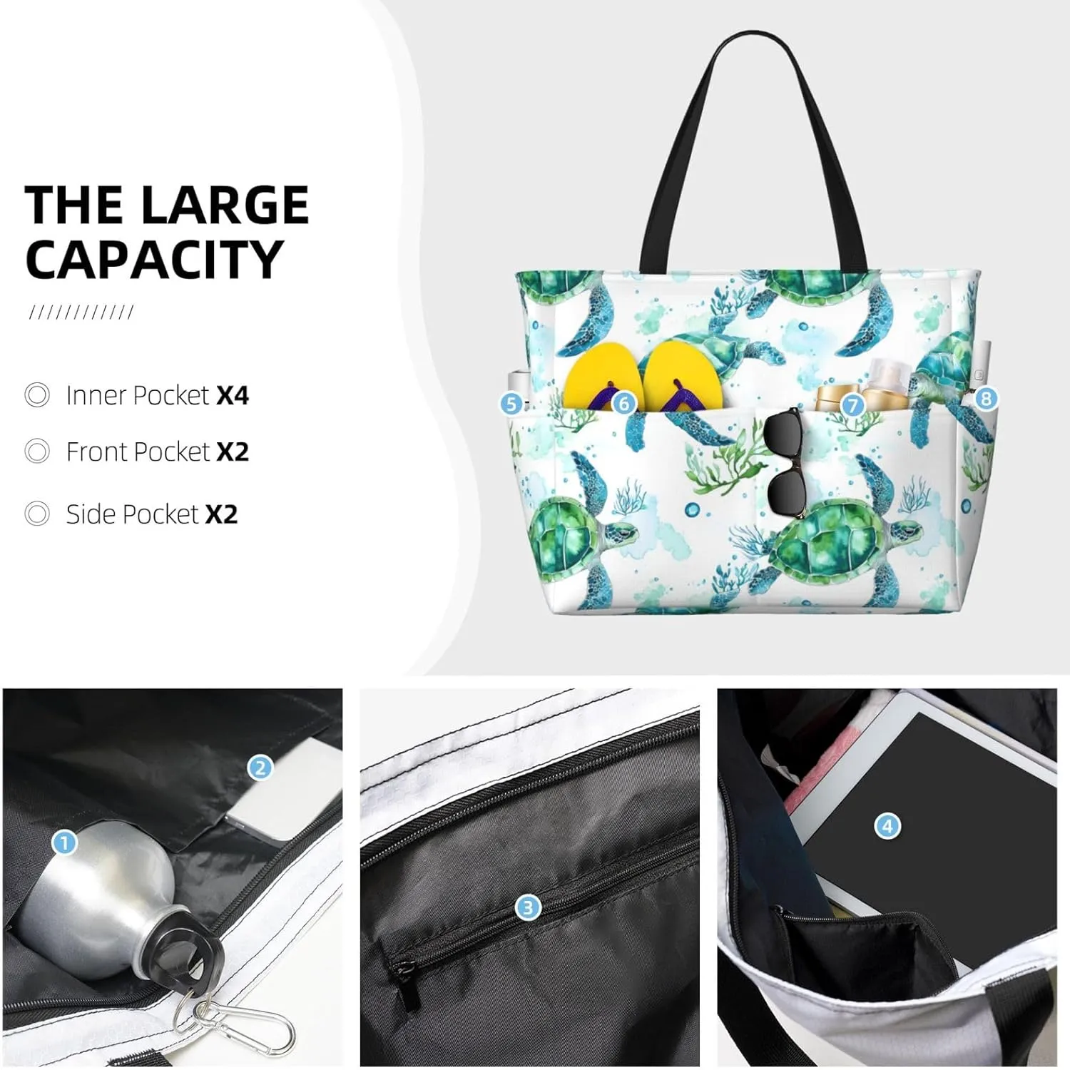 Women Large Beach Bag Travel Weekender Foldable Tote Bag for Pool Beach Vacation Gym