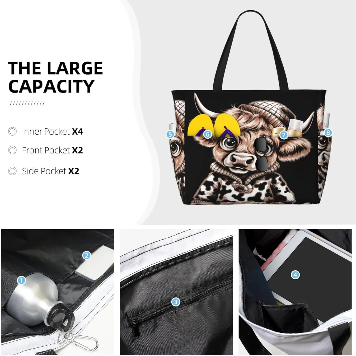 Women Large Beach Bag Travel Weekender Foldable Tote Bag for Pool Beach Vacation Gym