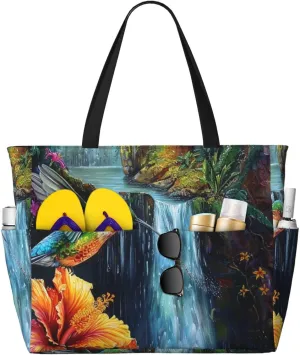 Women Large Beach Bag Travel Weekender Foldable Tote Bag for Pool Beach Vacation Gym