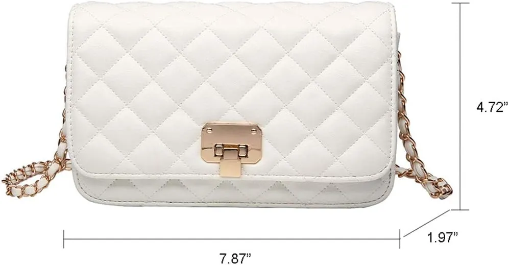 Women Leather Shoulder Bag Fashion Clutch Handbag Quilted Designer Crossbody Bag with Chain Strap