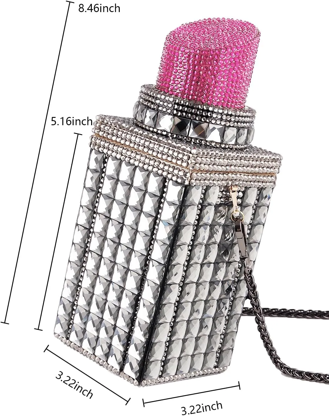 Women Lipstick Shape Inlaid Rhinestone Crystal Glitter Evening Bags Purses Clutch Sparkly Banquet Handbag