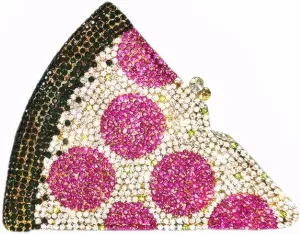 Women Luxury Pizza Evening Bag Full Rhinestones Shiny Clutch Purse Detachable Chain for Festival Halloween Christmas