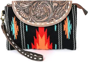 Women Monarch Mini Woolen Western Handmade Clutch Wallet- Zipper Foldover Clutch