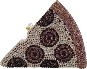 Women Novelty Pizza Shaped Rhinestone Evening Bag Funny Pizza Crystal Clutch Purse Diamonds Handbag for Party Prom