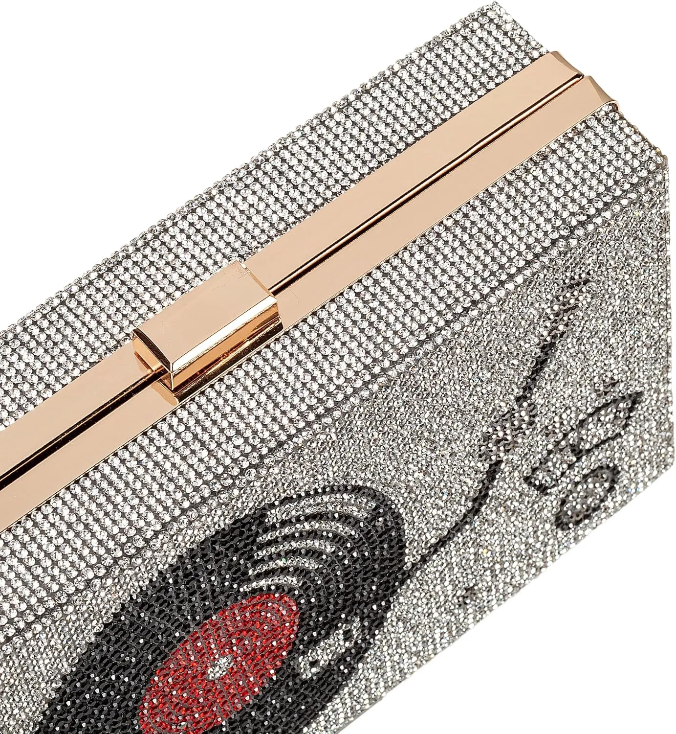 Women Retro Radio Shape Crossbody Bag Rhinestone Metal Vintage Evening Clutch Purses