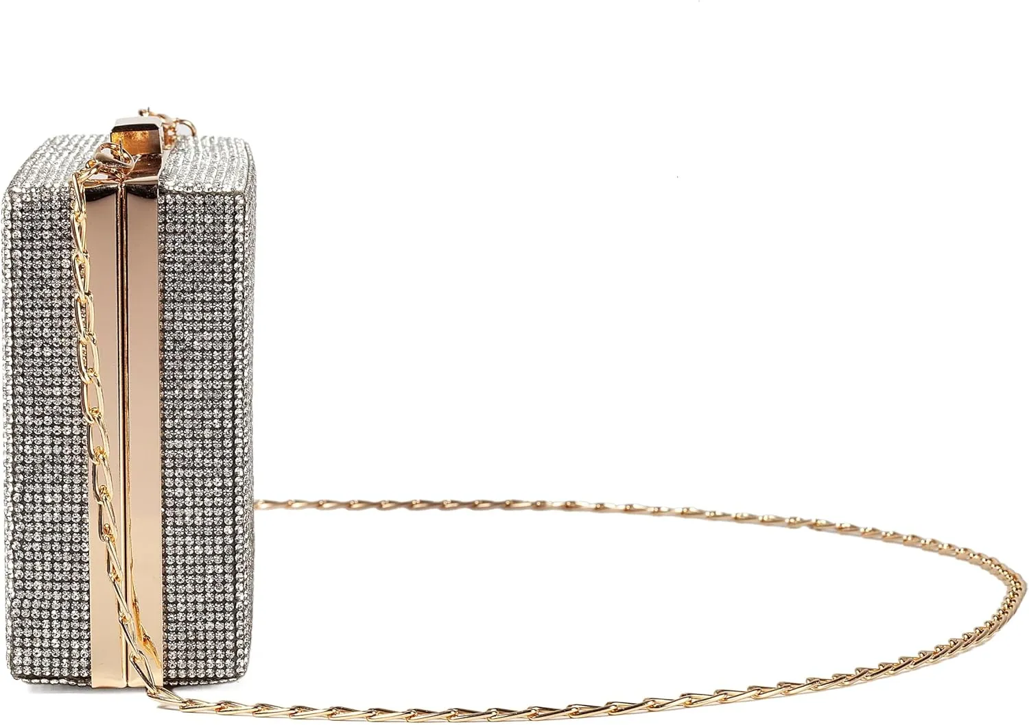 Women Retro Radio Shape Crossbody Bag Rhinestone Metal Vintage Evening Clutch Purses