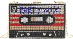 Women Retro Radio Tape-shaped Evening Handbag Party Clutch Purse Chain Shoulder Bag
