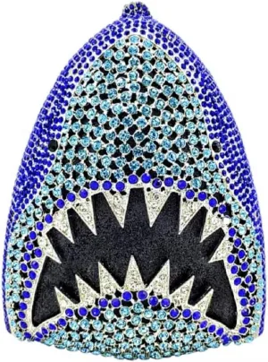 Women Rhinestone Evening Handbag Sparkling Unique Shark Head Design Clutch Trendy Glitter Shoulder Diamond Purse