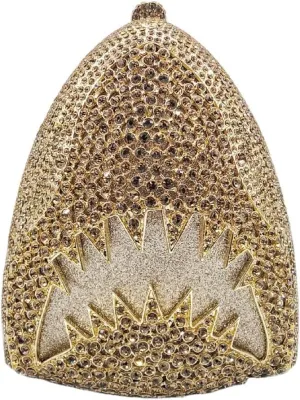 Women Rhinestone Evening Handbag Sparkling Unique Shark Head Design Clutch Trendy Glitter Shoulder Diamond Purse