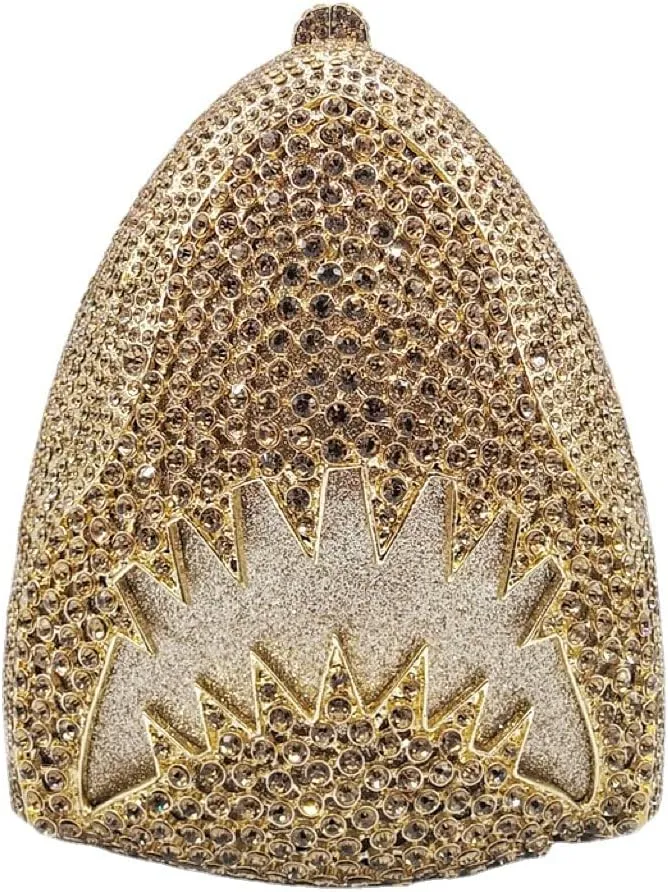 Women Rhinestone Evening Handbag Sparkling Unique Shark Head Design Clutch Trendy Glitter Shoulder Diamond Purse