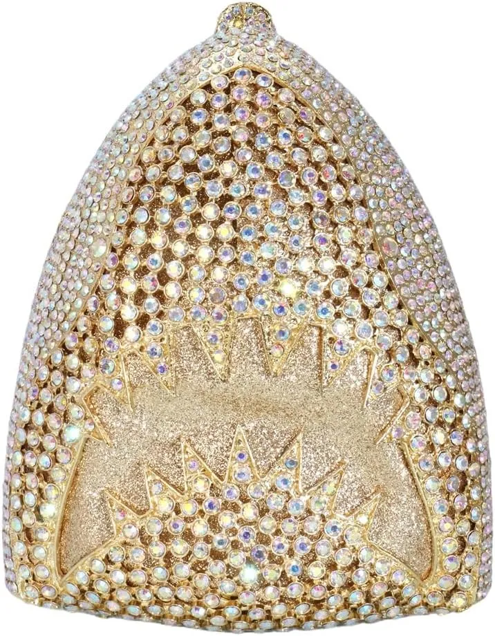 Women Rhinestone Evening Handbag Sparkling Unique Shark Head Design Clutch Trendy Glitter Shoulder Diamond Purse