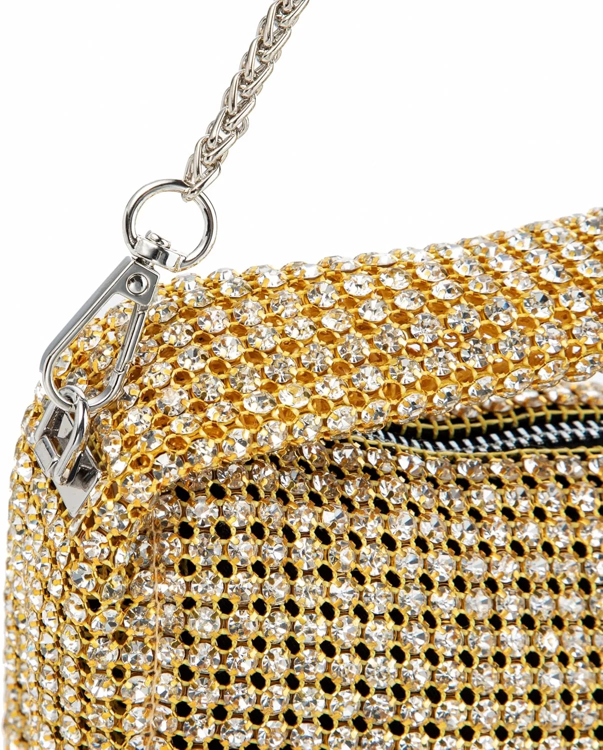 Women Rhinestone Evening Underarm Bag Crystal Clutch with Detachable Strap Sparkling Purse for Wedding Party