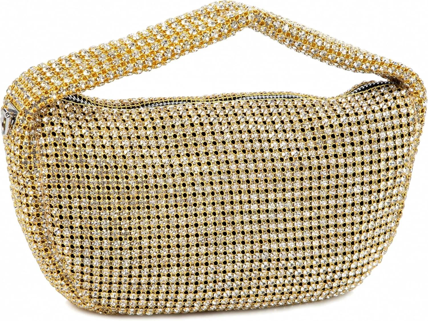 Women Rhinestone Evening Underarm Bag Crystal Clutch with Detachable Strap Sparkling Purse for Wedding Party