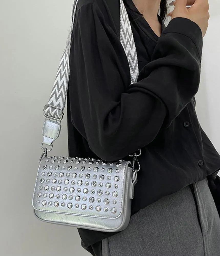 Women Rivet Crossbody Bag Handbag Purse Clutch Small Leather Satchel Studded Shoulder Tote Bag Top-handle Bag Y2K Punk Purse