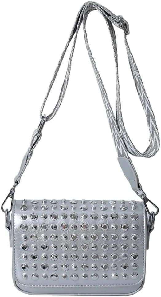 Women Rivet Crossbody Bag Handbag Purse Clutch Small Leather Satchel Studded Shoulder Tote Bag Top-handle Bag Y2K Punk Purse