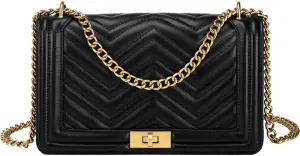 Women Satchel Handbags Quilted Crossbody Bags PU Leather Ladies Shoulder Bag Chain Strap Clutch Purse