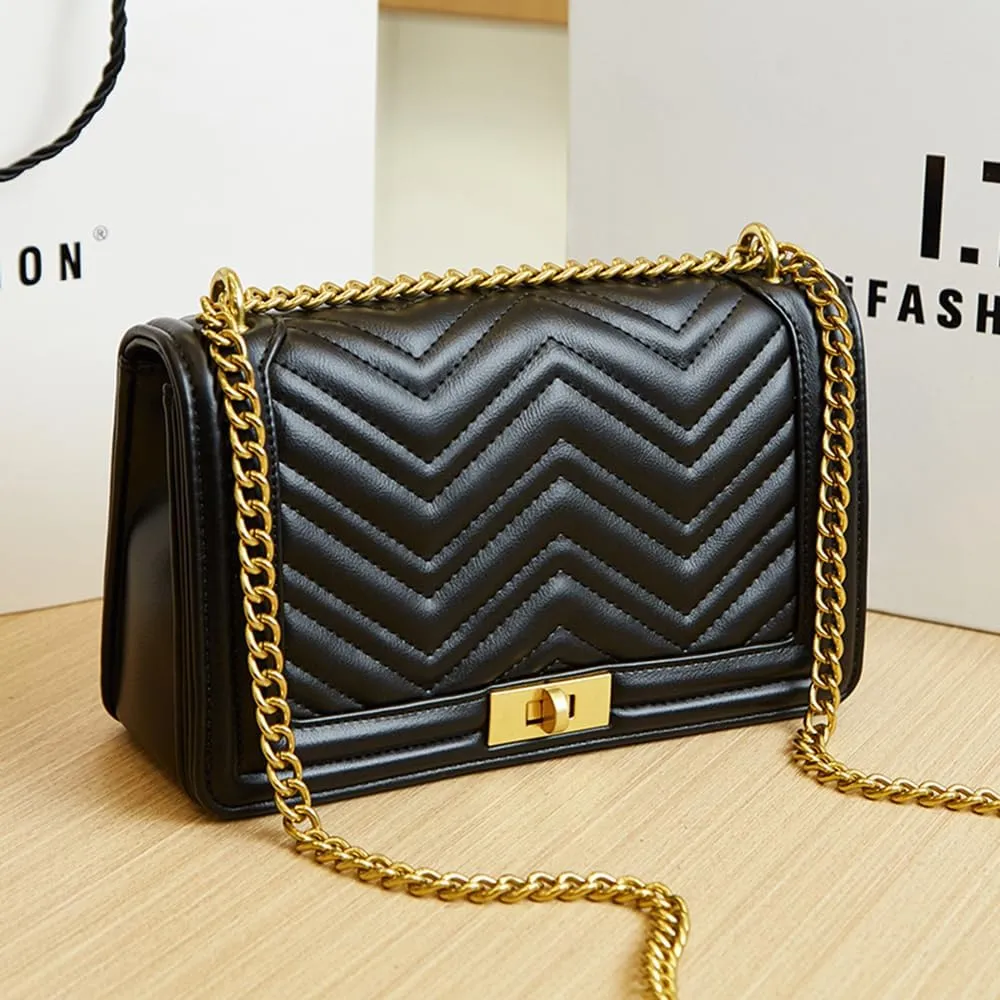 Women Satchel Handbags Quilted Crossbody Bags PU Leather Ladies Shoulder Bag Chain Strap Clutch Purse