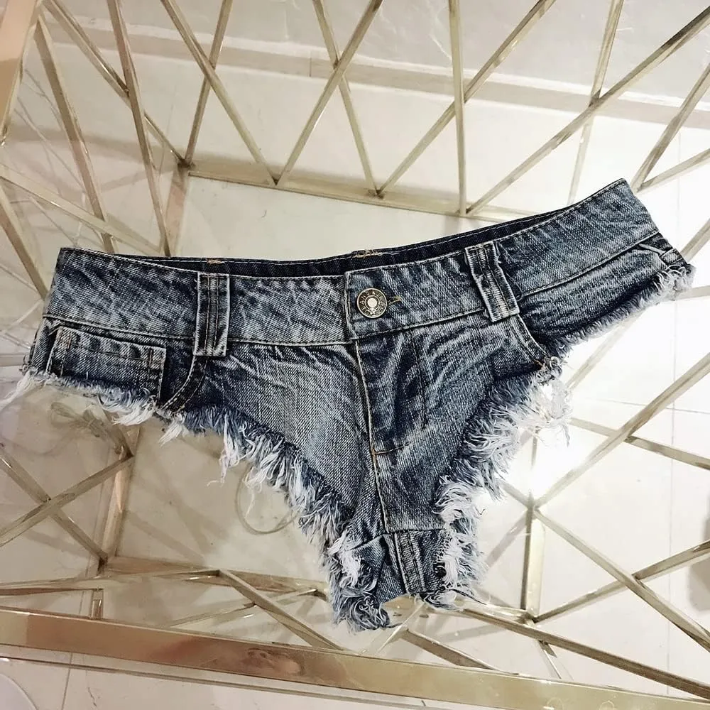 Women Sexy Mini Hot Shorts Low Waist Cheeky Shorts Micro Denim Jean Shorts