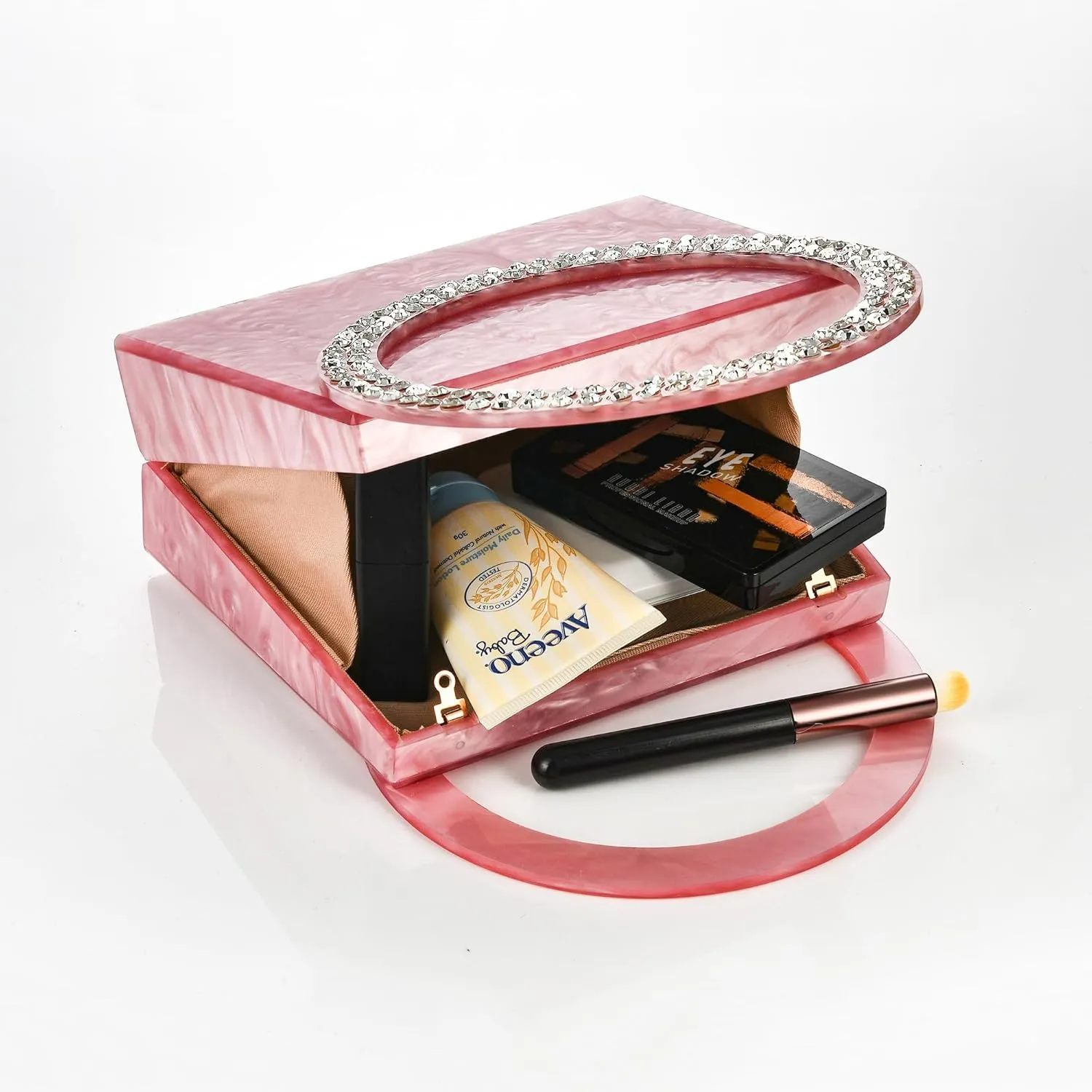 Women Shiny Acrylic Evening Clutch Bag Glitter Marbling Pattern Unique Formal Handbag For Wedding Party Banquets