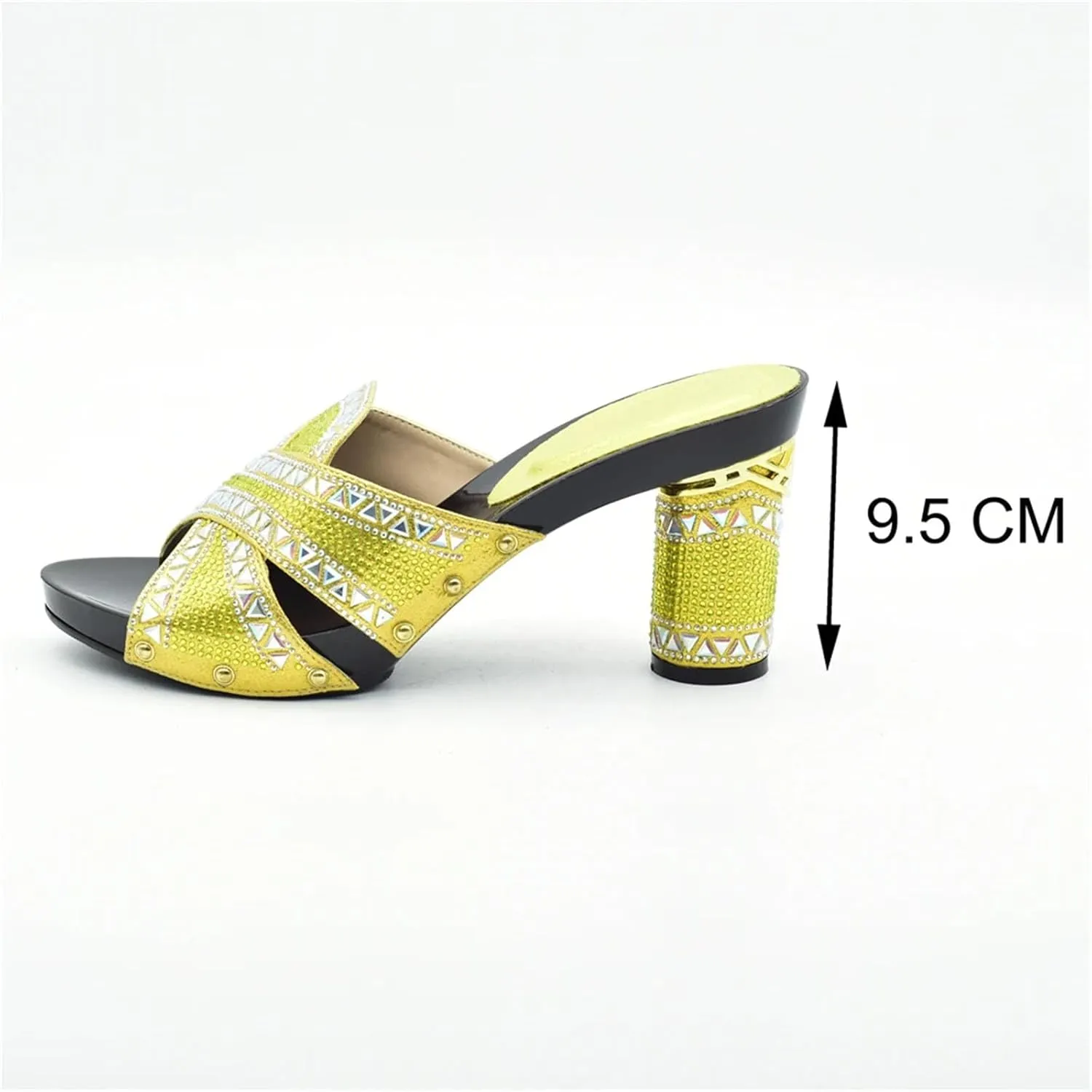 Womens African Shoes and Bag Set for Evening Party Wedding Heels Italian Fish-Mouth High Heels and Crystal Clutch