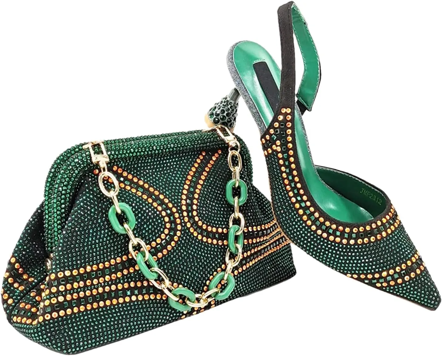 Womens African Themed Wedding Shoes and Matching Clutch Set Pointed Toe Comfortable Heels for Bride and Receptions
