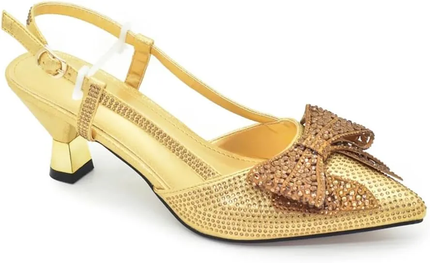 Women’S Arrival Wedding Shoes and Bag Set Luxury Pointed Toe High Heel Slingbacks with Matching Handbag