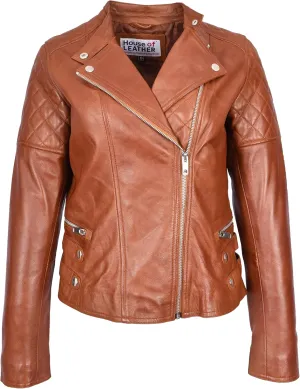 Women's Aviator Leather Jacket, Chestnut, Size 10