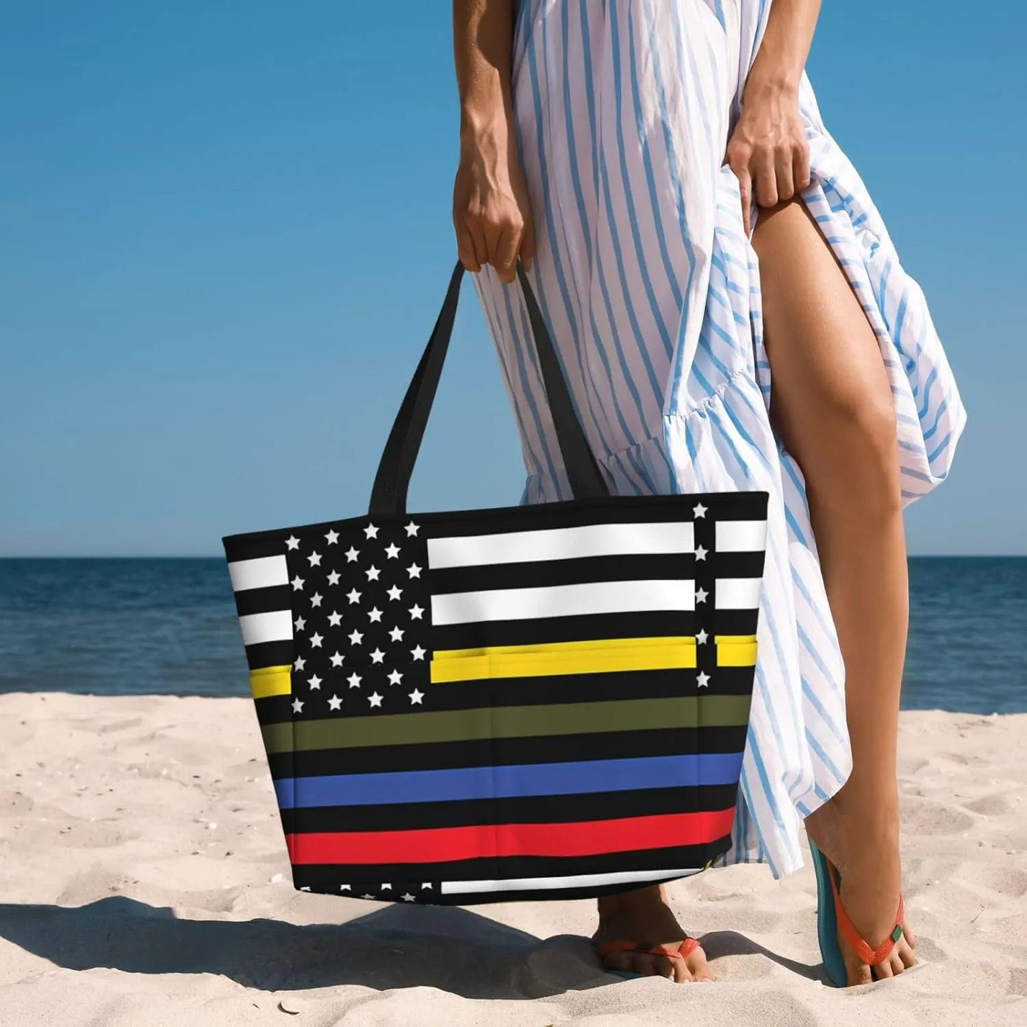 Women's Beach Travel Bags Large Waterproof Tote Bag with Pockets Sandproof Handbag for Beach Gym Vacation