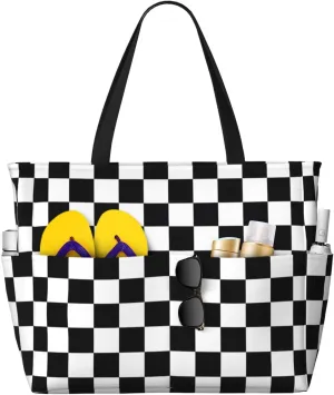 Women's Beach Travel Bags Large Waterproof Tote Bag with Pockets Sandproof Handbag for Beach Gym Vacation
