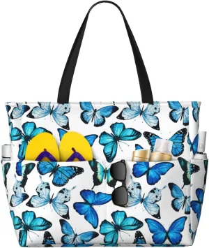 Women's Beach Travel Bags Large Waterproof Tote Bag with Pockets Sandproof Handbag for Beach Gym Vacation