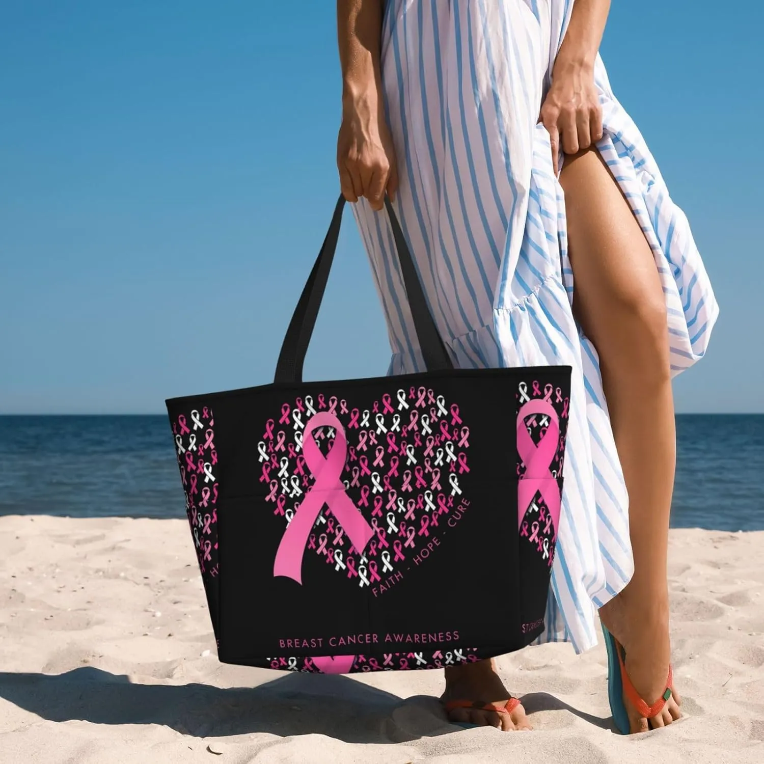 Women's Beach Travel Bags Large Waterproof Tote Bag with Pockets Sandproof Handbag for Beach Gym Vacation