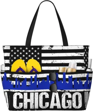 Women's Beach Travel Bags Large Waterproof Tote Bag with Pockets Sandproof Handbag for Beach Gym Vacation