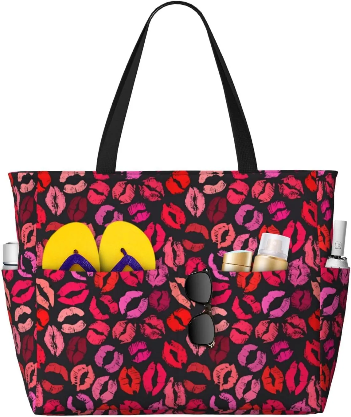Women's Beach Travel Bags Large Waterproof Tote Bag with Pockets Sandproof Handbag for Beach Gym Vacation