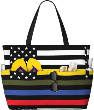 Women's Beach Travel Bags Large Waterproof Tote Bag with Pockets Sandproof Handbag for Beach Gym Vacation