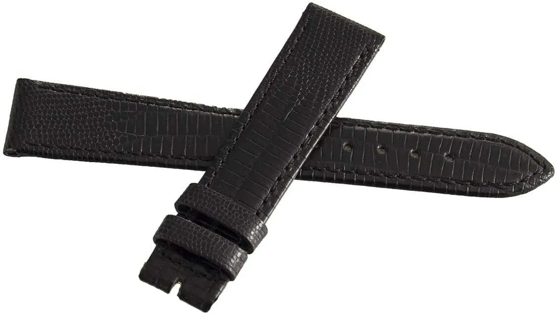 Women's Black Leather Watch Band Strap 18mm x 16mm