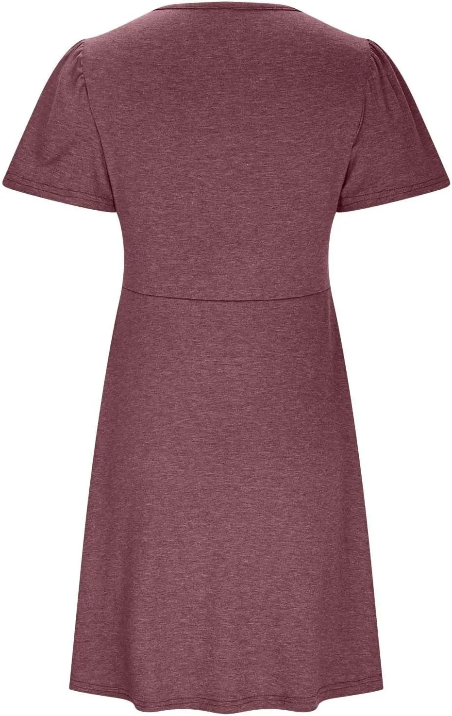 Women's Casual Dresses 2025 Summer Short Sleeve Twist Front Sundress Empire Waist A-Line Ruched Mini Dresses