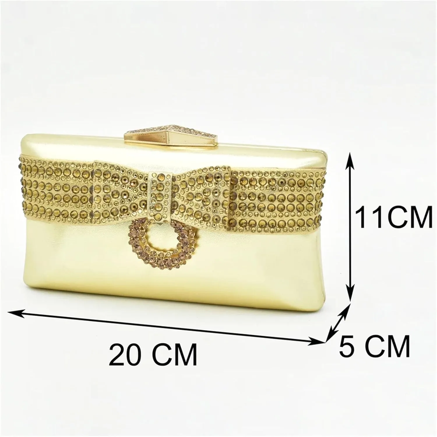 Womens Crystal Bow Matching Shoes and Bag Set for Wedding Nigerian Rhinestone High Heels Solid Rhinestone Handbags