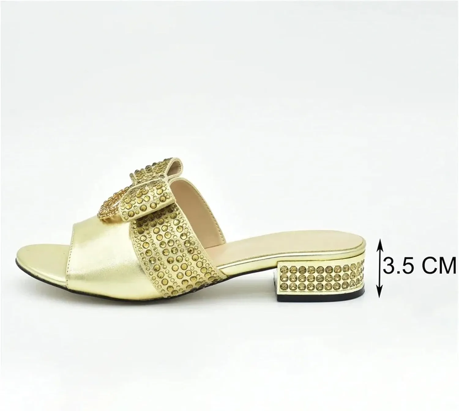 Womens Crystal Bow Matching Shoes and Bag Set for Wedding Nigerian Rhinestone High Heels Solid Rhinestone Handbags