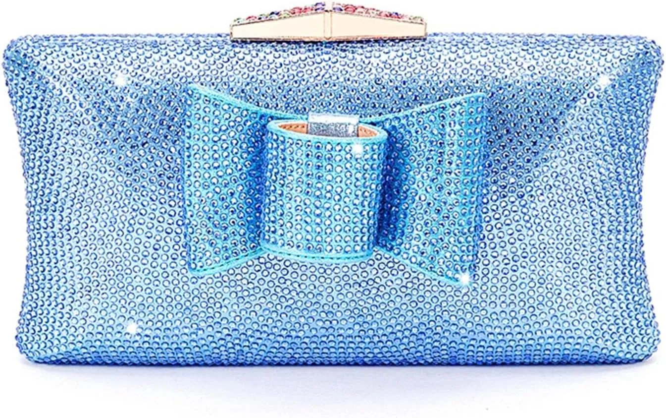 Women's Crystal Dinner Shoe Bag Suit Rhinestone Bow High Heel Platform Plus Size Slippers Rhinestone Party Clutch