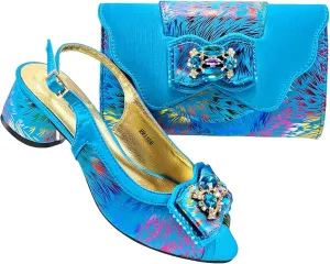 Womens Designer Rhinestone Accented Party Shoes and Clutch Set Comfortable Heels for Formal Occasions and Weddings