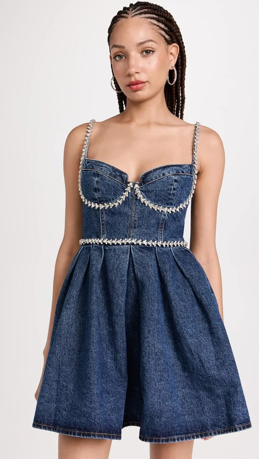 Women's Diamante Detail Denim Mini Dress